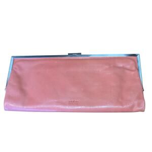 HOBO International Leather Frame Clutch Pink Peach Envelope Purse